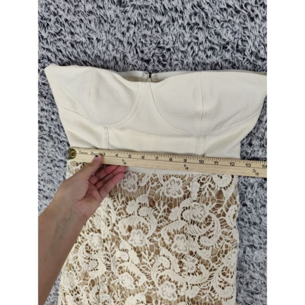 Pins Needles Women Fairy Cottage Romantic Chic Lace Strapless Mini Dress 2 Cream - Picture 3 of 10